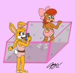  blush bunnie_rabbot camera cute diaper embarrassed female jaymanney4life lagomorph mammal rabbit rodent sally_acorn sega socks sonic_(series) squirrel 