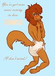  anthro barefoot blue_background blush canine cute diaper exhibitionism female infantilism kneeling mammal meta nude oliver_and_company plain_background rita rita_(disney) saluki text topless twirling_hair voyeur xuago 