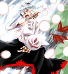  breasts hat inubashiri_momiji madara_hato medium_breasts no_animal_ears open_mouth red_eyes shield short_hair solo sword tokin_hat touhou weapon 