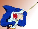  abs anthro belt biceps blue_skin brown_eyes clothing dorsal_fin fangs fin fish fishmen great_white_shark male marine maxime-jeanne muscles mutant open_mouth pants pecs pose ripster ripster_(street_sharks) scales scalie shark slammu solo standing street_sharks teeth tongue topless 