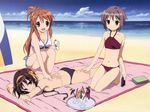  1600x1200 3girls asahina_mikuru beach bikini highres multiple_girls nagato_yuki suzumiya_haruhi suzumiya_haruhi_no_yuuutsu swimsuit 