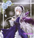  bad_id bad_pixiv_id dress flower hairband long_hair red_eyes rozen_maiden silver_hair solo suigintou trimcolor watermark wings 