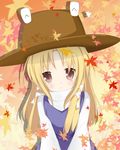  airast autumn bad_id bad_pixiv_id blonde_hair blush hat highres moriya_suwako solo touhou 