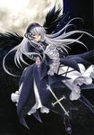  bad_id bad_pixiv_id dress hairband long_hair moon red_eyes rozen_maiden silver_hair solo suigintou trimcolor wings 