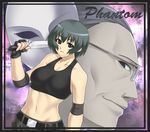  1girl black_eyes black_hair ein_(phantom) fingerless_gloves gloves houtengeki knife mask midriff navel nitroplus phantom_of_inferno projected_inset requiem_for_the_phantom scythe_master short_hair sports_bra 