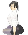  bad_id bad_pixiv_id black_hair brown_eyes glasses highres holon pantyhose pencil_skirt ponytail real_drive skirt sleeves_rolled_up solo yamada_humie 