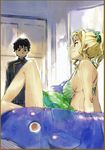  1girl absurdres ashford_academy_uniform bikini blonde_hair code_geass highres indoors innertube kururugi_suzaku milly_ashford ponytail scan school_uniform short_hair swimsuit toi8 whale 