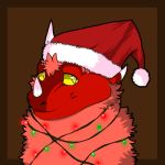  christmas dahurgthedragon dragon fur furred_dragon hat holidays horn lights looking_to_the_side male red_scales scales scalie simple_background smile 