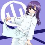  blue_eyes chef crossdressing long_hair purple_hair saitou_ikura solo working!! yamada_aoi 