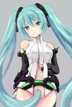  aqua_eyes aqua_hair bad_id bad_pixiv_id bottomless bridal_gauntlets hair_censor hatsune_miku hatsune_miku_(append) long_hair ntw-20_(artist) simple_background solo twintails very_long_hair vocaloid vocaloid_append 