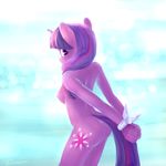  2013 anthro anthrofied bound breasts cutie_mark equine female friendship_is_magic fur hair horn ifthemainecoon looking_back mammal multi-colored_hair my_little_pony nipples nude purple_eyes purple_fur purple_hair side_boob solo twilight_sparkle twilight_sparkle_(mlp) unicorn 