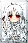  albino blush chibi el_(sound_horizon) elysion long_hair red_eyes solo sound_horizon white_hair zoom_layer 