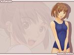  brown_eyes brown_hair kimi_kiss non-web_source one-piece_swimsuit sakino_asuka school_swimsuit short_hair solo swimsuit wallpaper zoom_layer 