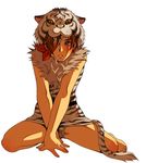  animal_costume animal_print artist_request barefoot blush brown_hair copyright_request costume fur lowres panties short_hair solo tiger tiger_costume tiger_print underwear 