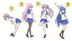  ahoge bad_id bad_pixiv_id bent_over glasses hiiragi_kagami hiiragi_tsukasa izumi_konata legs letter_pose looking_back lucky_star multiple_girls nnyu pantyhose ryouou_school_uniform school_uniform serafuku skirt speech_bubble standing stretch takara_miyuki 