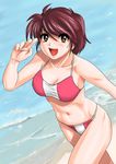  bikini shiny shiny_skin short_hair shouko_azuma shu-z solo super_robot_wars swimsuit 