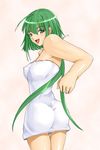  ahoge artist_request ass green_eyes green_hair impossible_towel looking_back mahou_sensei_negima! nagase_kaede naked_towel ponytail smile solo towel 