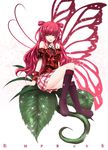  bad_id bad_pixiv_id bare_shoulders beatmania beatmania_iidx butterfly_wings fairy futami_kito gothic highres long_hair oversized_object pink_eyes red_eyes red_hair sitting skirt solo sparkle thighs two_side_up umegiri_ameto wings 