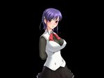  blush bow breasts game_cg hitotsukane_yuuko_olivia large_breasts majodou purple_hair red_eyes sano_toshihide solo 