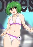  bikini green_hair macross macross_frontier ranka_lee shiny shiny_skin short_hair shu-z solo swimsuit 