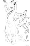  ambiguous_gender anthro biped black_nose bracelet chibi clothing digimon digimon_(species) ear_piercing featureless_crotch feline flat_chested fur gatomon gatomon_x gloves jewelry looking_at_viewer mammal multi_tail nude piercing rtr simple_background standing toes 