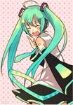  aqua_hair bad_id bad_pixiv_id closed_eyes detached_sleeves domotolain hatsune_miku long_hair skirt solo twintails vocaloid 