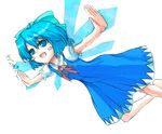  blue_hair cirno juuka@100neko ribbon solo touhou wings 