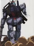  artist_request cable damaged dust ground_gundam gun gundam gundam_08th_ms_team highres machine_gun mecha no_humans rust shield solo weapon 