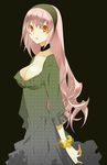  bad_id bad_pixiv_id bracelet breasts choker cleavage dress green_hairband hairband hands jewelry large_breasts long_hair mami_(apsaras) orange_eyes original pink_hair solo standing very_long_hair 