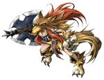  axe bandit kiyuzuki_satoko official_art red_hair solo weapon wolf yellow_eyes yggdra_union 