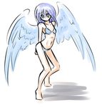  angel bikini blue_eyes blue_hair long_hair original seitenshi solo swimsuit sws wings 