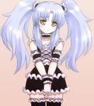  arm_garter black_legwear collarbone ebi_tendon frills gothic hoshino_ruri kidou_senkan_nadesico leg_garter long_hair looking_at_viewer neck_garter own_hands_together sidelocks silver_hair solo thighhighs twintails v_arms yellow_eyes zettai_ryouiki 