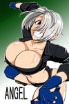  ahoge angel_(kof) breasts cleavage huge_breasts jackasss open_clothes open_shirt shirt solo the_king_of_fighters 