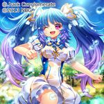  1girl 2013 bad_id bad_pixiv_id bint_(guilty_dragon) blue_hair capura_lin guilty_dragon long_hair one_eye_closed purple_eyes solo twintails wet wet_clothes 