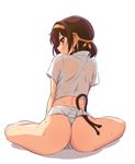  ass brown_eyes brown_hair fundoshi hachimaki haruhisky headband highres japanese_clothes nejiri_hachimaki short_hair solo suzumiya_haruhi suzumiya_haruhi_no_yuuutsu yamakasa 