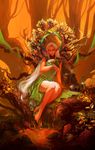  barefoot bird blonde_hair chen_wei deedlit elf forest highres long_hair nature pointy_ears record_of_lodoss_war sitting very_long_hair 