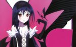  1girl accel_world antenna_hair artist_request bare_shoulders black_gloves black_hair blush brown_eyes bust butterfly butterfly_wings cropped dress elbow_gloves gloves hairband highres kuroyukihime long_hair looking_at_viewer midriff official_art scan smile solo upper_body wallpaper wings 