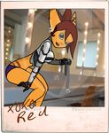  dressing_room eightysix female green_eyes lombax panties ratchet_and_clank red_(character) snapshot stripes underwear undressing 