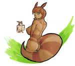  anthro anthrofied big_breasts blue_eyes breasts butt female frown furret looking_at_viewer looking_back nintendo plain_background pok&#233;mon pok&eacute;mon shamelesss video_games white_background 