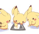  2018 featureless_crotch feral group mammal nettsuu nintendo open_mouth pikachu pok&eacute;mon pok&eacute;mon_(species) rodent simple_background tongue video_games 