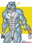  abs anthro balls biceps big_muscles big_penis blue_fur body_markings butt claws feline flaccid fur grey_fur gripping holding humanoid_penis male mammal markings muscles nipples nude pawpads paws pecs penis pink_nose pose presenting pubes scarletblood solo standing stripes tiger toned vein whiskers yellow_eyes 
