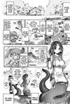  black_and_white blush breasts cave cleavage clothed clothing embarrassed english_text female goo goo_girl gorgon greyscale hair horitomo human japanese_text lamia lizard long_hair male mammal monochrome monster monster_girl naga reptile scalie tentacles text 