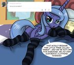  bed blue_fur book butt dialog english_text equine female feral friendship_is_magic fur green_eyes horn horse legwear loopend lying mammal my_little_pony on_front pony princess_luna_(mlp) socks stockings text tumblr winged_unicorn wings 