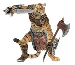  axe belt boot dual_wielding ear_piercing feline loincloth male mammal papo piercing plain_background solo sword tiger warrior weapon white_background 