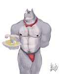  amber_eyes biceps big_muscles bin body_hair bow_tie bulge butler grin hairy happy_trail jockstrap male mammal muscles pecs phone rhinoceros rienn solo underwear waiter zannte 