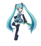  aqua_hair cosplay detached_sleeves full_body hatsune_miku hatsune_miku_(cosplay) kooh long_hair necktie nyanya pangya red_eyes skirt solo spring_onion thighhighs transparent_background twintails vocaloid zettai_ryouiki 
