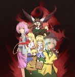  cup everyone horn hoshiguma_yuugi kaenbyou_rin kisume komeiji_koishi komeiji_satori kurodani_yamame mizuhashi_parsee multiple_girls reiuji_utsuho sakazuki subterranean_animism sutagu touhou 