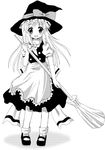  broom greyscale hat kawai_kei_(artist) kirisame_marisa monochrome solo touhou 