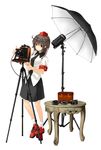  bellows_camera camera expressionless geta hat looking_away nabeshima_tetsuhiro shameimaru_aya solo tengu-geta touhou 