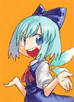  bad_id bad_pixiv_id blue_eyes blue_hair chomoran cirno hair_ribbon hands lowres open_mouth ribbon short_hair solo touhou wings 